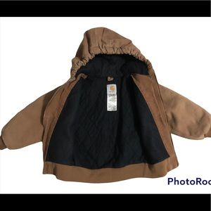 Carhartt Canvas Quilt Lined Hooded Jacket Brown Boys 4t